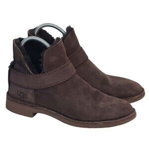 UGG McKay Water Resistant Genuine Shearling Bootie Dark Brown Size 8.5 Warm Cozy